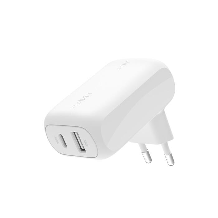 Belkin BoostCharge Ladegerät mit zwei Anschlüssen 42 W, weiß Belkin BoostCharge Ladegerät mit zwei Anschlüssen 42 W, weiß